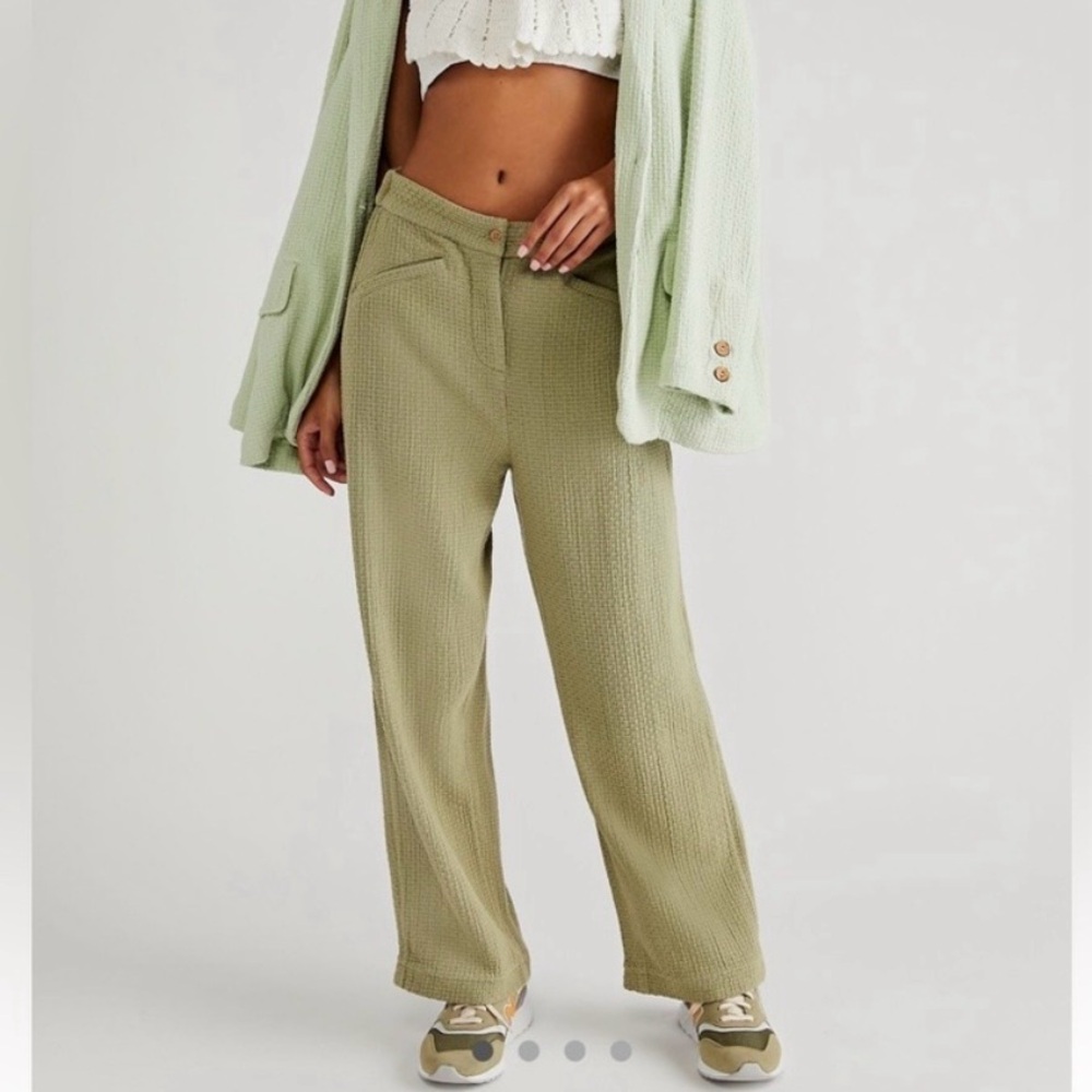 FREE PEOPLE Like A Cloud Pant Loose Baggy Boho Trousers Olive Sage Green M